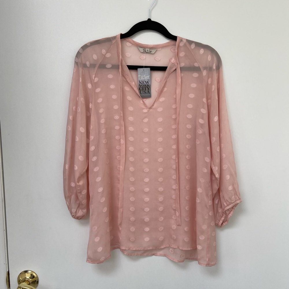 Tucker NWT light pink polka dot blouse